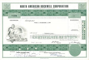 North American Rockwell Overseas Corp. - 1968-72 dated Aircraft, Defense and Space Industry Stock Certificate